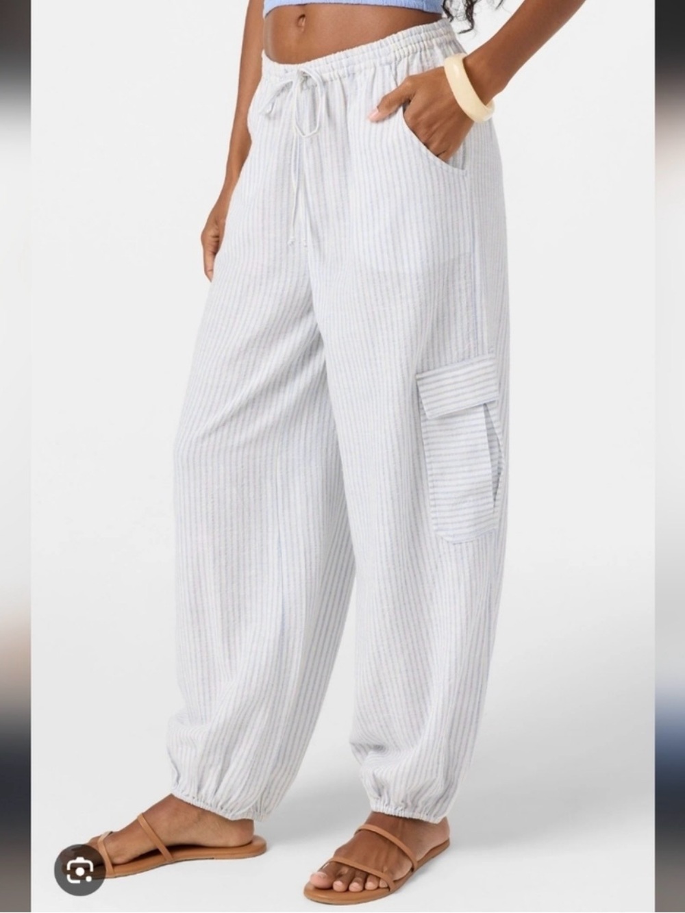 O'Neill Light Blue And White Striped Kimmie Pants XS